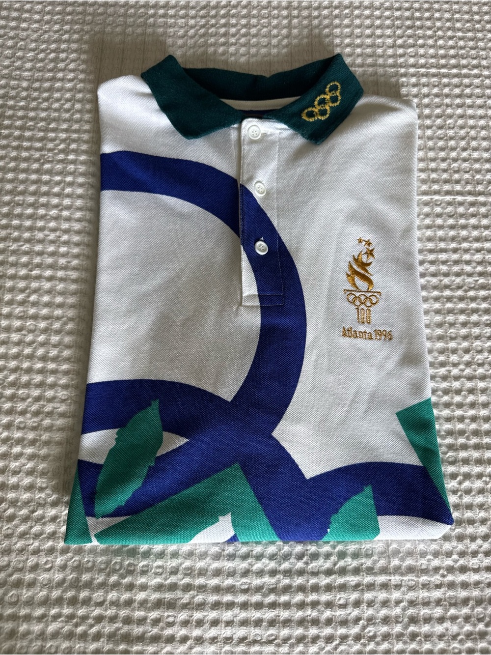 Brand new Vintage 1996 Atlanta Olympics Haynes White staff Polo with graphics
